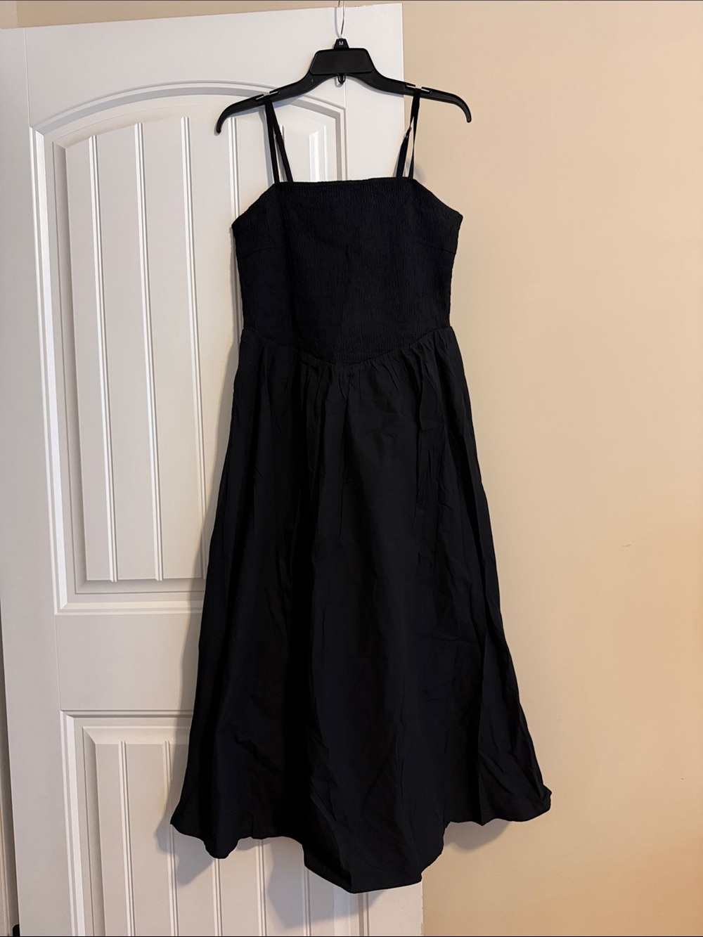 Reformation Black Smocked Bodice Midi Dress L
